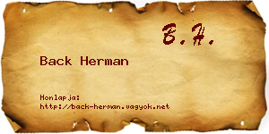 Back Herman névjegykártya